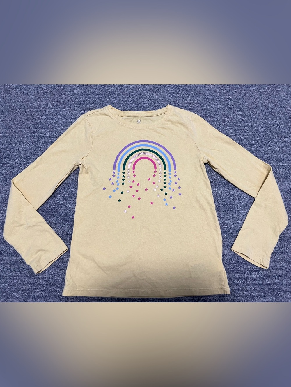 GAP Girl’s Yellow Long Sleeve Tee with Rainbow & Star Graphic 10T